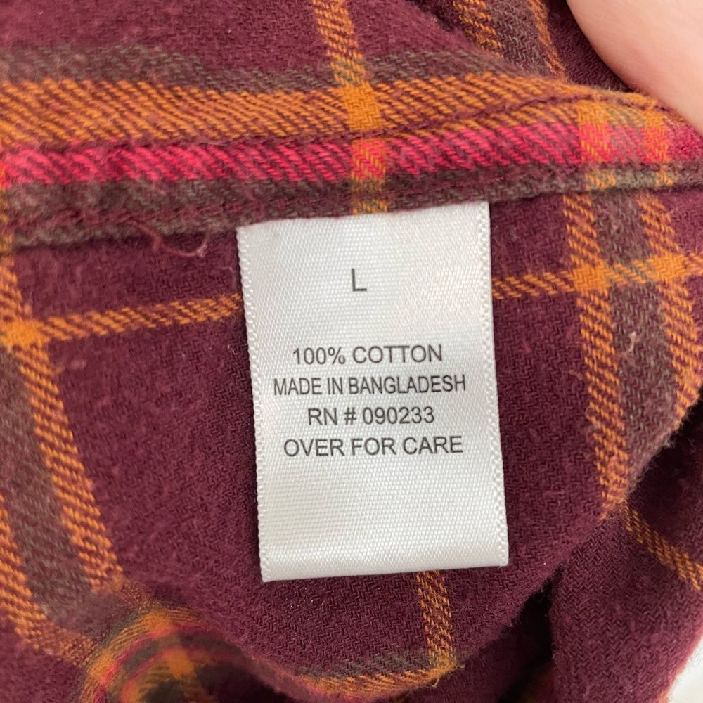 Quicksilver Red Brown Orange Flannel Button Down … - image 2